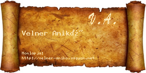 Velner Anikó névjegykártya