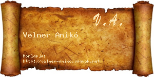 Velner Anikó névjegykártya